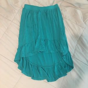 High-low teal skirt, size XS 4-5